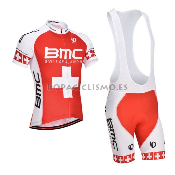 2014 Maillot BMC tirantes mangas cortas orange Blanc